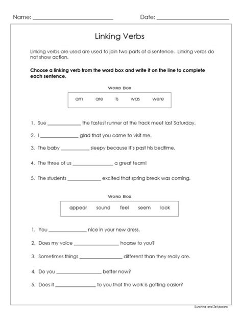 Linking Verbs And Helping Verbs 5 Worksheets And Answer Key Grades 3 4 Made By Teachers