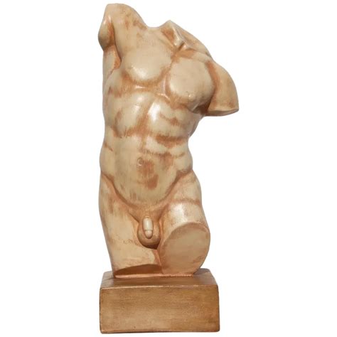 S French Plaster Nude Male Full Torso Sculpture Ruby Lane