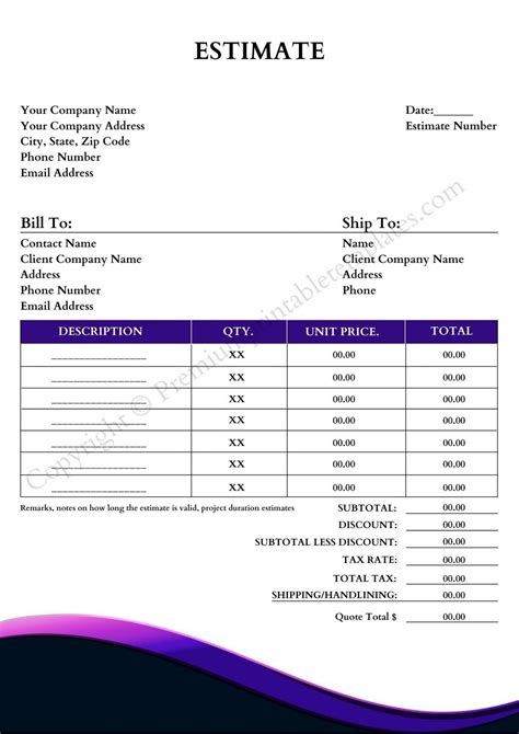 Estimate Template In Word Pdf And Excel [pack Of 3]