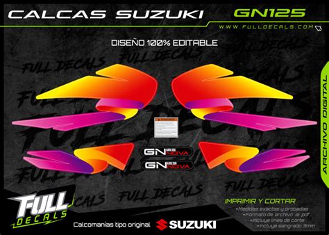 Calcas Suzuki Gn Dise O Tipo Original Copia De Rx Naranja Full Decals