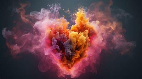 Un corazón con humo y llamas Foto Premium