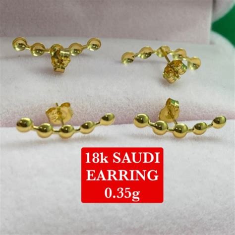 Pawnable K Saudi Gold Ball Row Earring Shopee Philippines