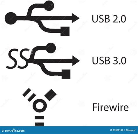 Usb 20 30 Und Feuerwarndrahtzeichensymbol Vektor Abbildung Illustration Von Blitz Daten