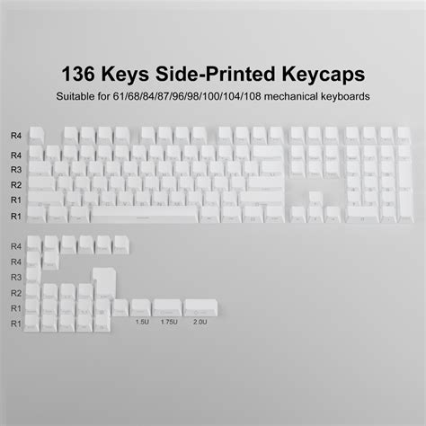 WOMIER 136 Keys Side Printed Keycaps PBT Double Shot Shine Through