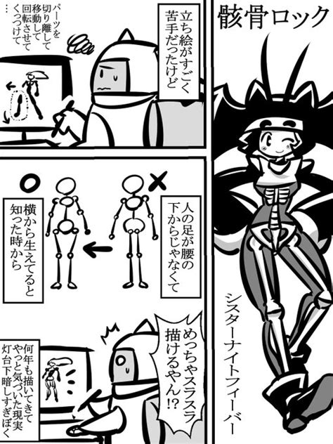 動きのある絵はそうでもないが立ち絵がどうにも 上手くキマらないなと思って 焼鉄色 さんのマンガ ツイコミ 仮