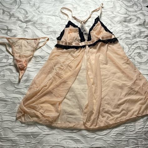 Jezebel Intimates Sleepwear Jezebel Pink Babydoll Lingerie With Matching Gstring Poshmark