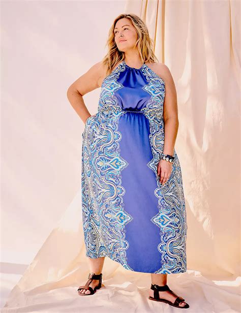 Satin Halter Neck Maxi Dress Lanebryant