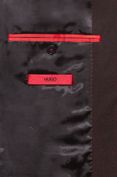 HUGO Extra-slim-fit Suit In A Virgin-wool Blend in Dark Red (Red) for ...