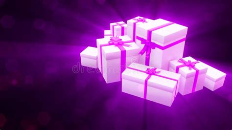 Nice Purple Holiday Set Of Ts Object 3d Rendering Stock