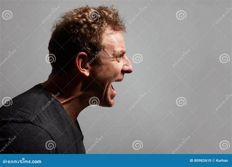 Angry Man Profile Face Stock Photo Image Of Irate Appearance 80983610