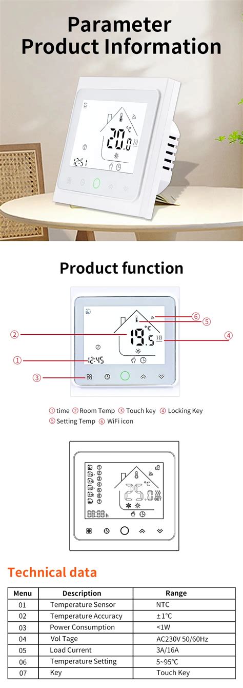 Thermostat R Gulateur Thermostat Intelligent Tuya Wifi R Gulateur De