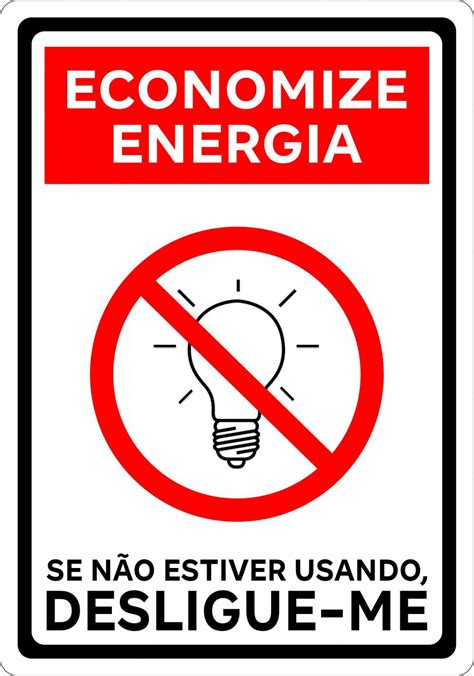 Placa Informativa Economize Energia 14x20 Ou 20x28