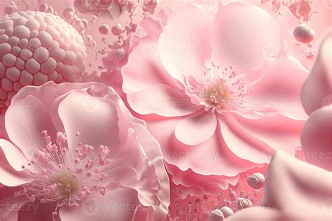 Delicate Romantic Pastel Pink Background With Beautiful Flowers Abstract Wedding Backdrop