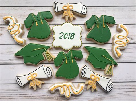 Graduation Cookies Green Gold Graduation Cookies Plaque Cookies Cookies