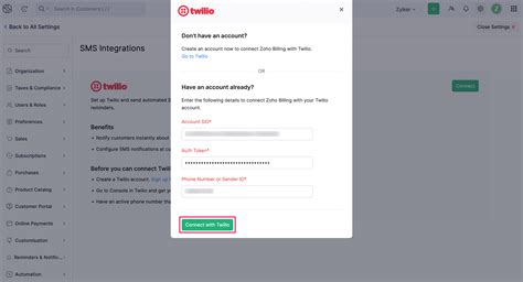 SMS Integration - Twilio | Help | Zoho Billing