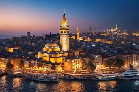 Le Quartier Historique De Beyoglu Et La Tour Illuminée De Galata Point