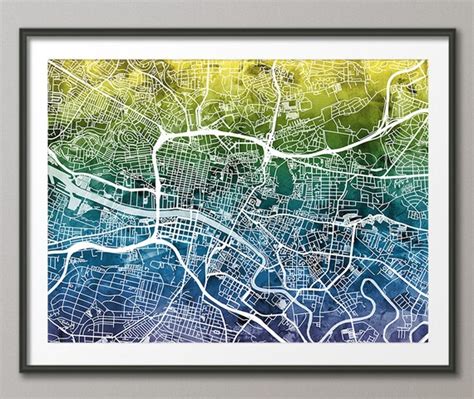 Glasgow Map Scotland Glasgow City Street Map Art Print | Etsy