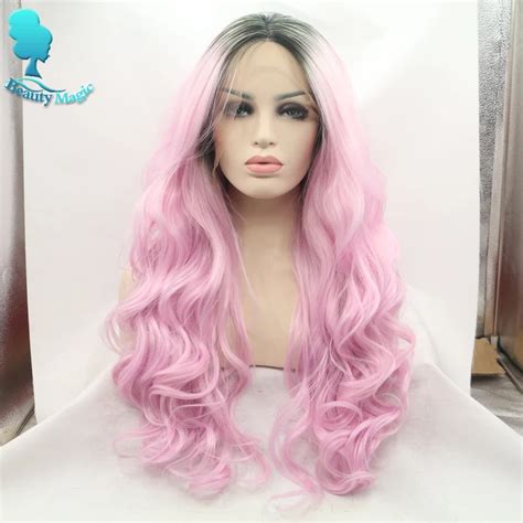 Natural Wavytop Quality Pink Ombre Synthetic Lace Front Wigs Lace Hair