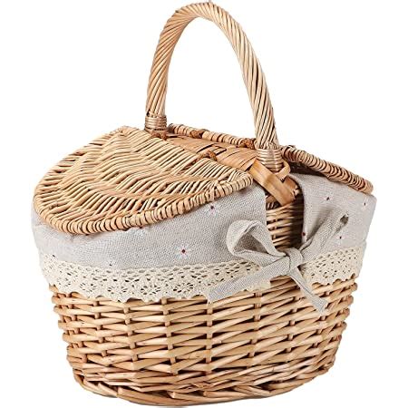 Amazon Wicker Picnic Basket With Lid And Handle Sturdy Woven Body