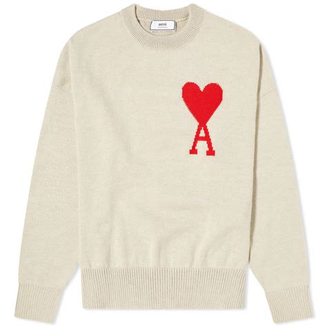 AMI Large Heart Jacquard Crew Knit AMI Alexandre Mattiussi