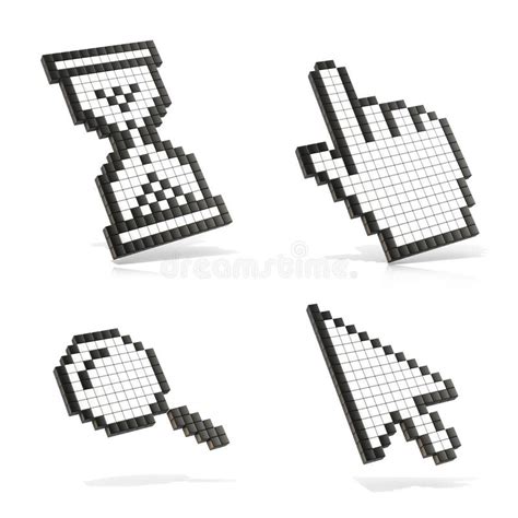 Cursor Arrow Hand Pixel 3D Cursors Set Stock Vector Illustration Of