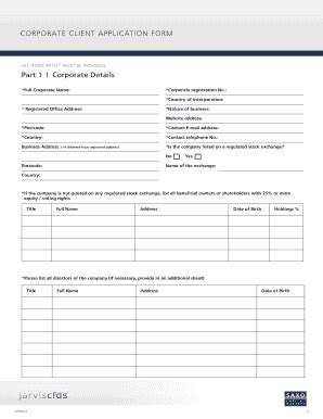 Fillable Online Corporate Application Form Xo Co Uk Fax Email Print