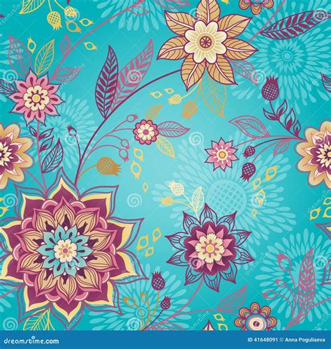 Bright Spring Seamless Pattern With Flowers Stock Vector