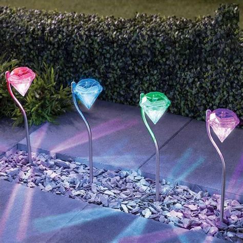 4pcs Outdoor Solar Colorful Diamonds Pathway Lights Lighting4home