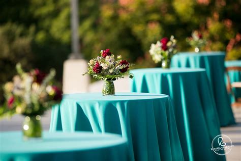 Blue Wedding Colors Blue Cocktail Tables Russell Gearhart Photography