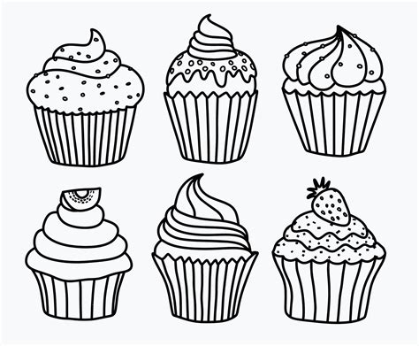 Set Of Hand Drawn Cupcakes 12687566 Vector Art At Vecteezy