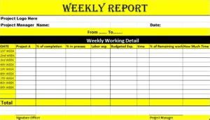 Weekly Report Templates - Free Report Templates