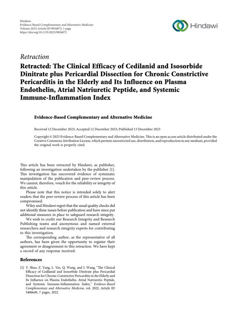 PDF Retracted The Clinical Efficacy Of Cedilanid And Isosorbide