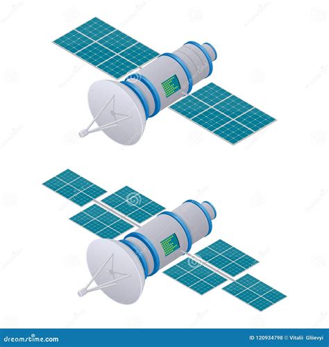 Gps Satellite Isometric Illustration Wireless Satellite Technology