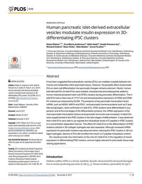 Pdf Human Pancreatic Islet Derived Extracellular Vesicles