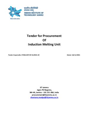 Fillable Online Tender For Procurement Of Induction Melting Unit Tender