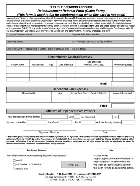 Fillable Online Reimbursement Request Form Bclaim Formb This Form Is