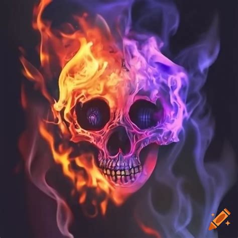 Create Me A Discord Profile Related To Fire And Smoke Skulls On Craiyon