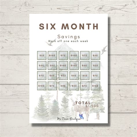 Printable Six Month Savings Challenge Savings Challenge Savings Fund Fun Savings Fun To Save