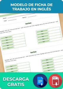 Ficha De Trabajo En Ingl S Formatos Ejemplos C Mo Hacer