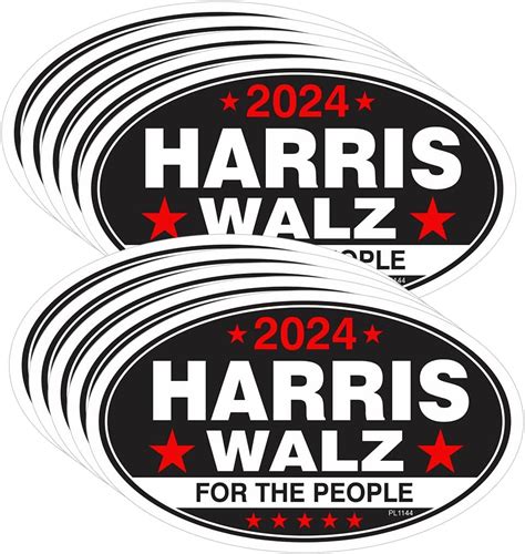 Oval Harris Walz For The People Oval Sticker 10 Pack 5 X 3 Black Background