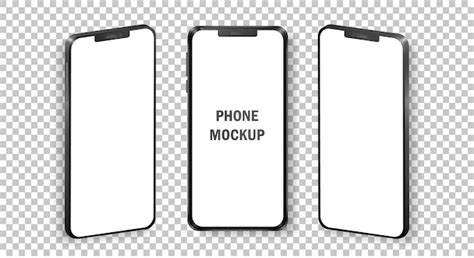 Premium Vector Mockup Of Realistic Smartphones In Front And Isometric