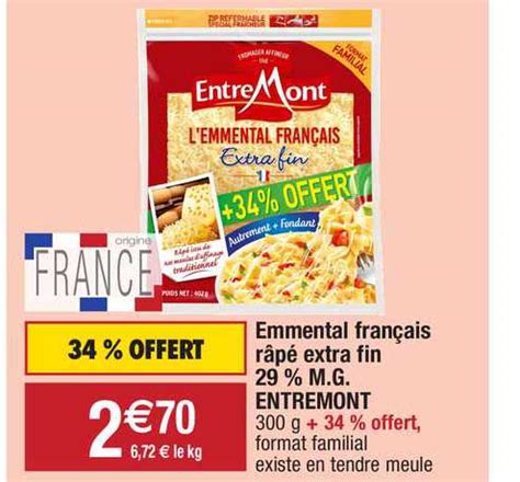 Promo Emmental Français Râpé Extra Fin 29 M g Entremont chez Migros