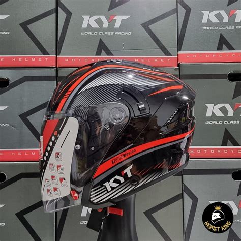 PSB Approved KYT NF J Radar Red Open Face Double Visor Motorcycle