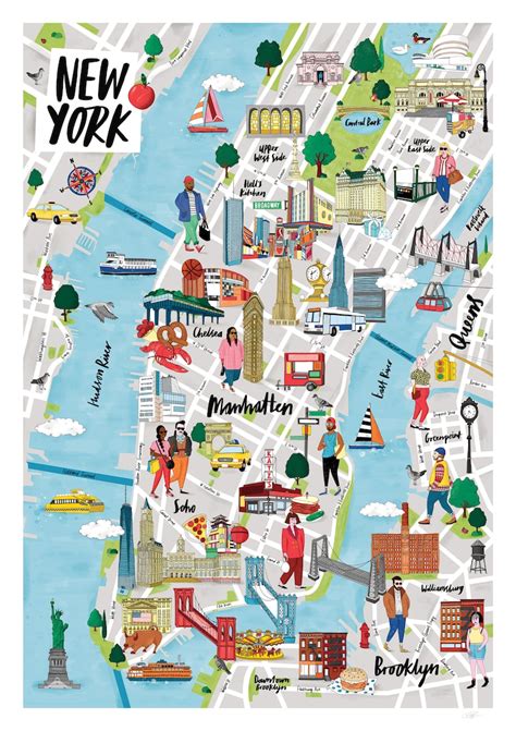 Plan Illustr De New York Carte Dessin E La Main Etsy France