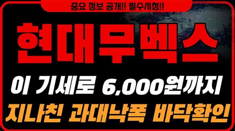 현대무벡스 주가전망 이 기세로 6 000원까지 지나친 과대낙폭 바닥확인 YouTube