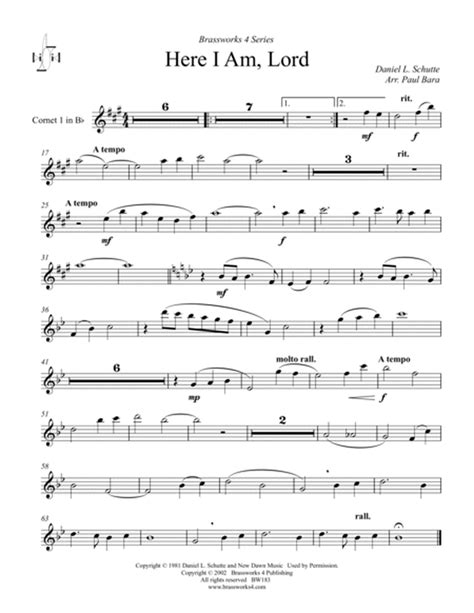 Here I am, Lord by Dan Schutte - Brass Ensemble - Digital Sheet Music ...