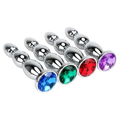 5 Jeweled Stainless Steel Ass Plugs 3 Colors Pluglust