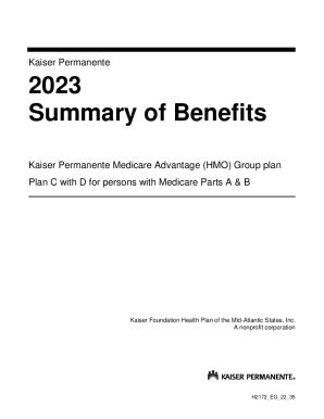 Fillable Online Summary Of Benefits Kaiser Permanente Medicare