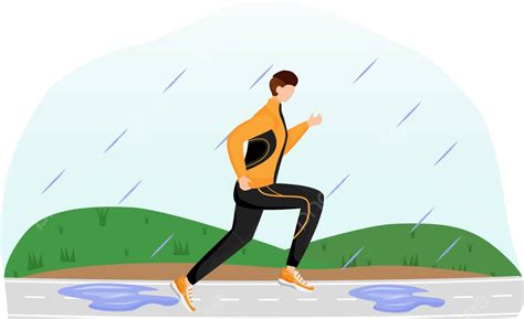 Rainy Day Athlete Running On Track Running Fall Cloak Vector Running