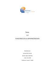 Tarea Docx Tarea Funciones En La Administracion Realizado Por